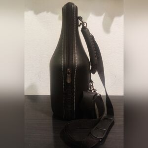 Caddy-O Wine Bottle Carrier Leather Cooler Black Insulated Hand Strap Wine Stop